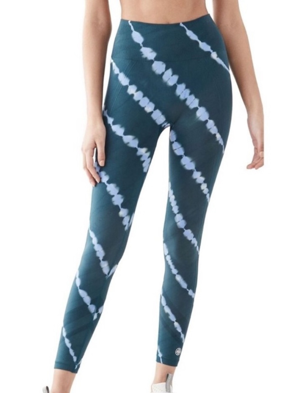 Tory Sport Seamless Tie Dye Leggings Teal Blue Green Small